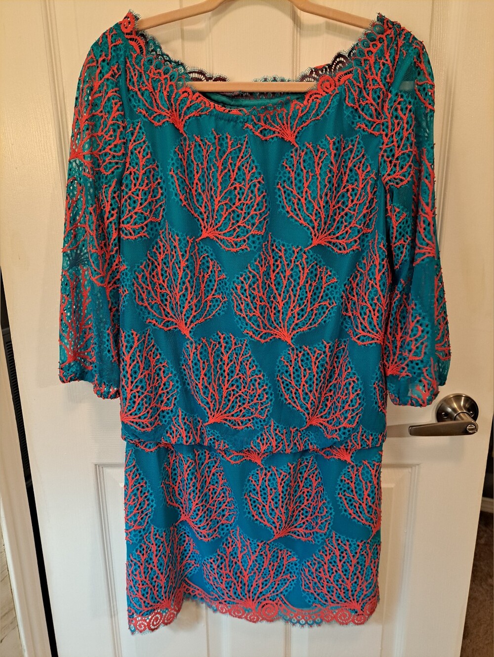 Lilly Pulitzer Cee Cee Dress Snorkel Blue Coral Mesh Lace - OPEN TO OFFERS.